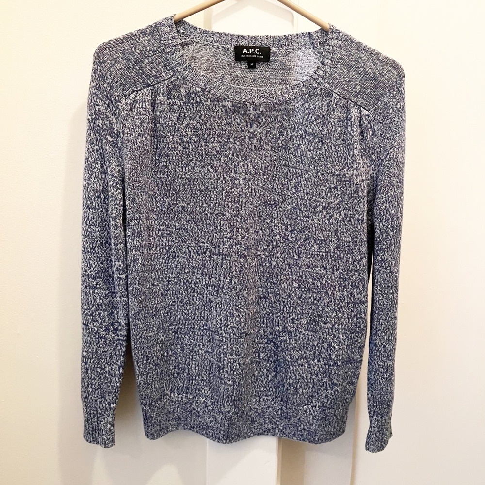 A.P.C Linen Cotton Sweater‎ Medium Blue White